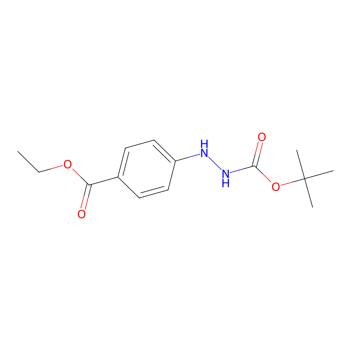 Tert-butyl 2-(4-(ethoxycarbonyl)phenyl) hydrazinecarboxylate molecular structure, CAS 1990522-88-7