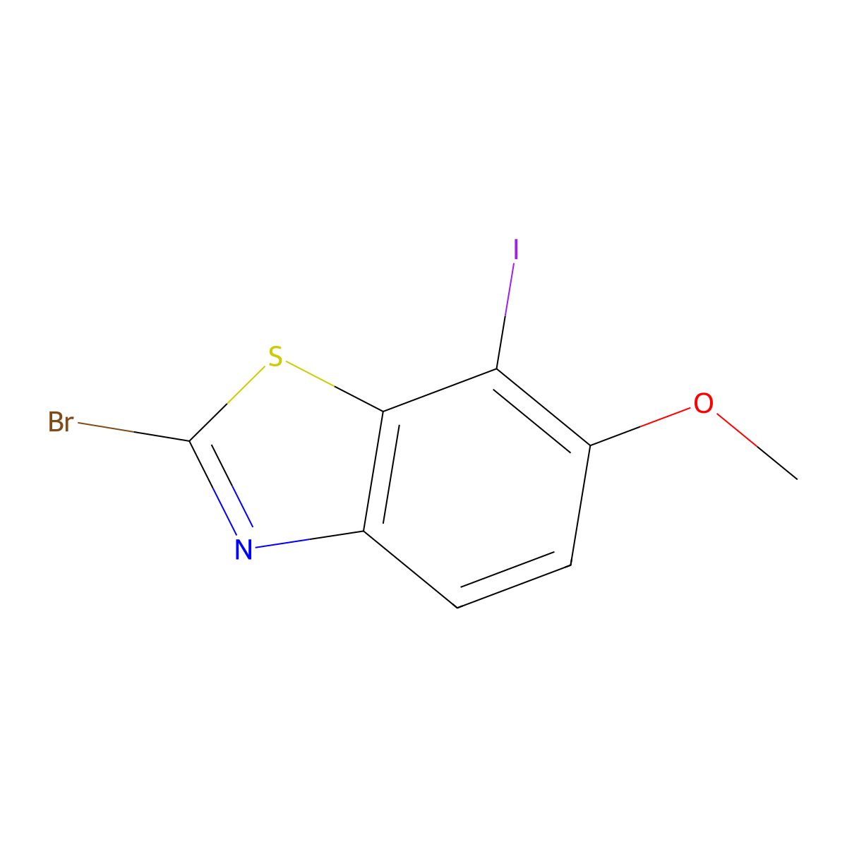 2-Bromo-7-iodo-6-methoxybenzo[d]thiazole molecular structure, CAS 1990528-47-6