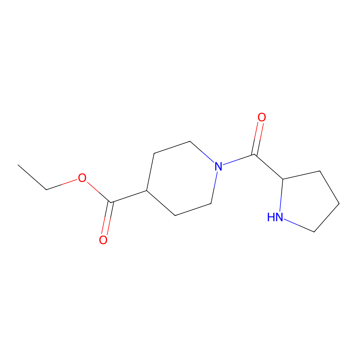 ethyl 1-[(2R)-pyrrolidine-2-carbonyl]piperidine-4-carboxylate molecular structure, CAS 1990598-05-4