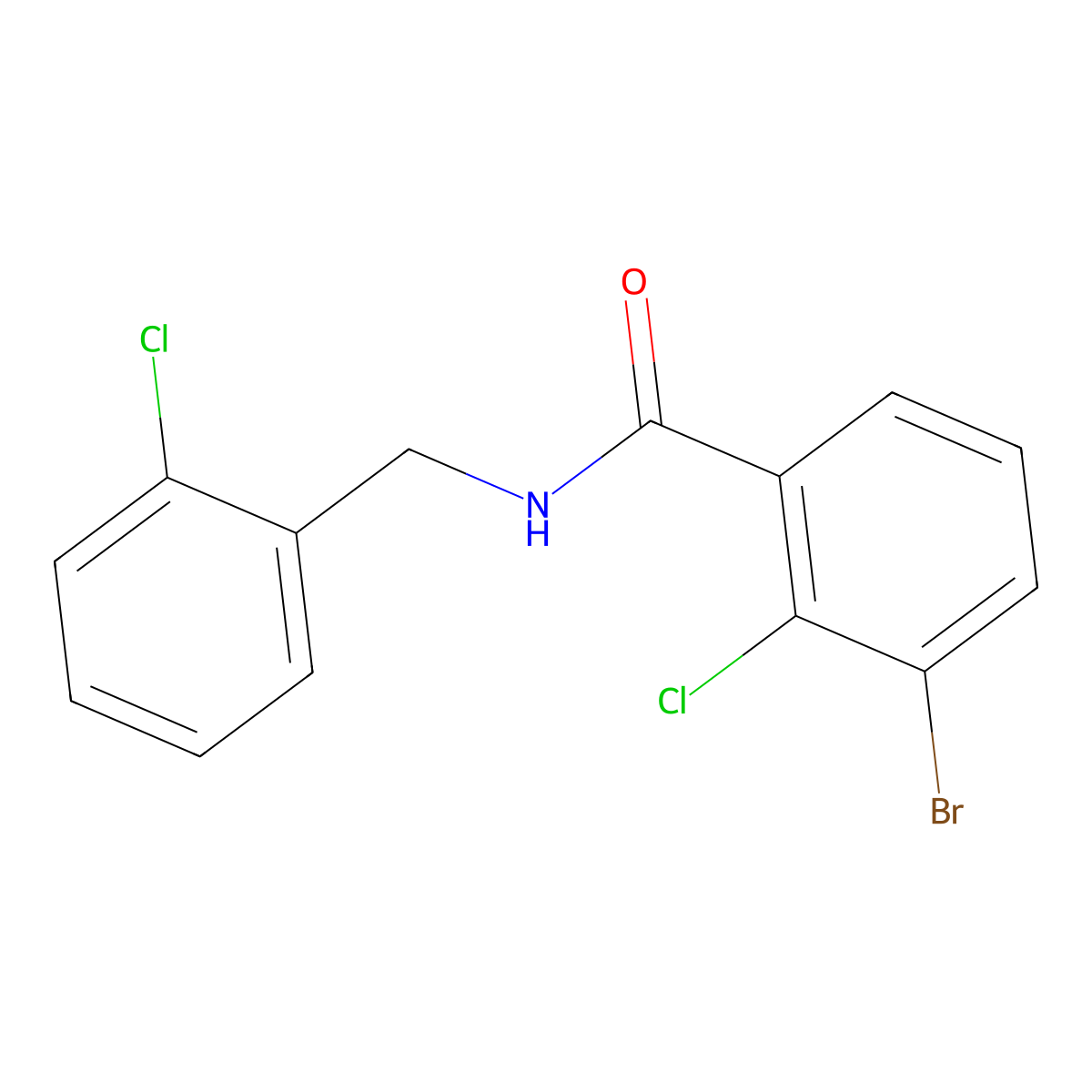 3-Bromo-2-chloro-N-[(2-chlorophenyl)methyl]benzamide molecular structure, CAS 1990824-13-9