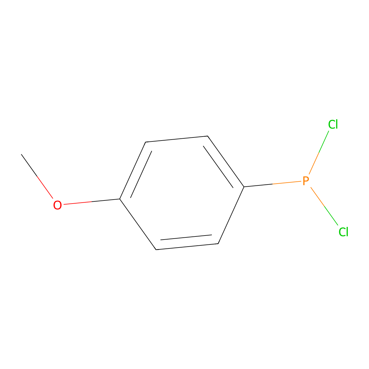 Dichloro-4-methoxyphenylphosphine molecular structure, CAS 19909-85-4