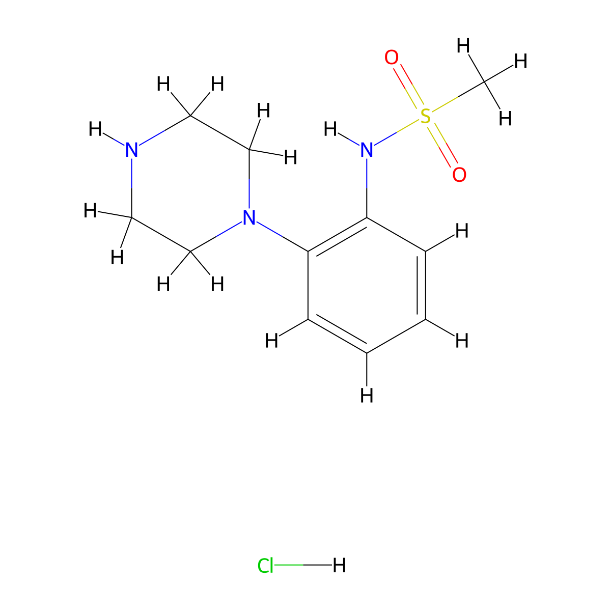 N-(2-(Piperazin-1-yl)phenyl)methanesulfonamide hydrochloride molecular structure, CAS 199105-19-6