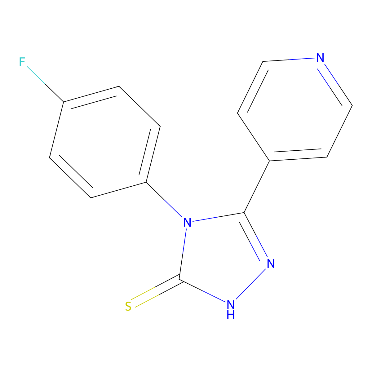 4-(4-fluorophenyl)-5-(pyridin-4-yl)-4H-1,2,4-triazole-3-thiol molecular structure, CAS 199111-94-9