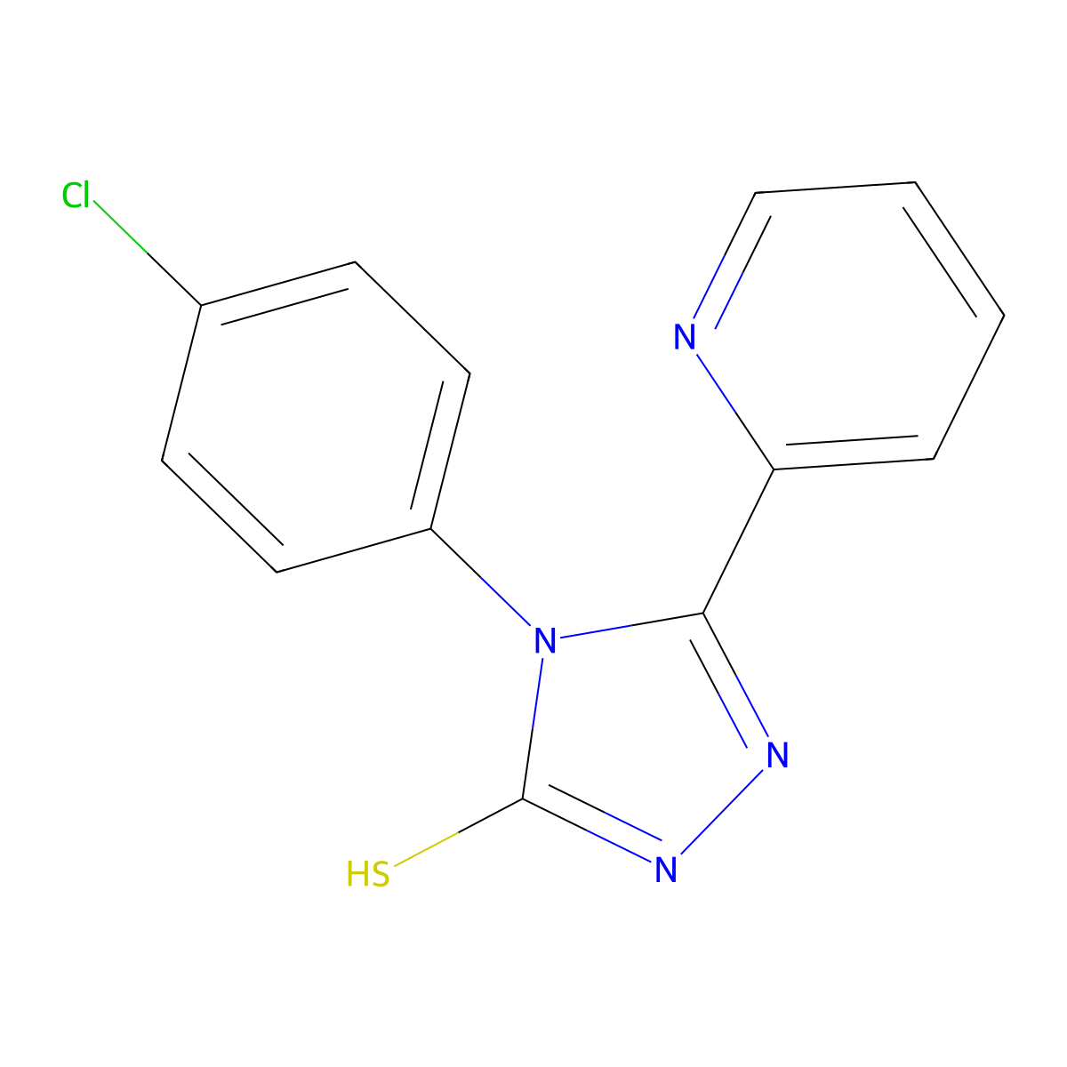 4-(4-chlorophenyl)-5-(pyridin-2-yl)-4H-1,2,4-triazole-3-thiol molecular structure, CAS 199111-95-0