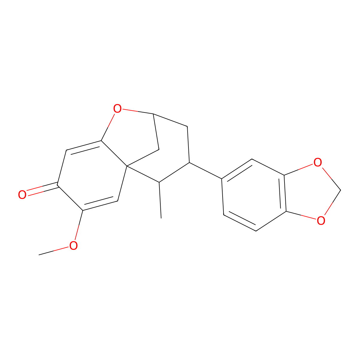 (2S,4S,5R,5aS)-4-(1,3-Benzodioxol-5-yl)-2,3,4,5-tetrahydro-7-methoxy-5-methyl-8H-2,5a-methano-1-benzoxepin-8-one molecular structure, CAS 19913-01-0