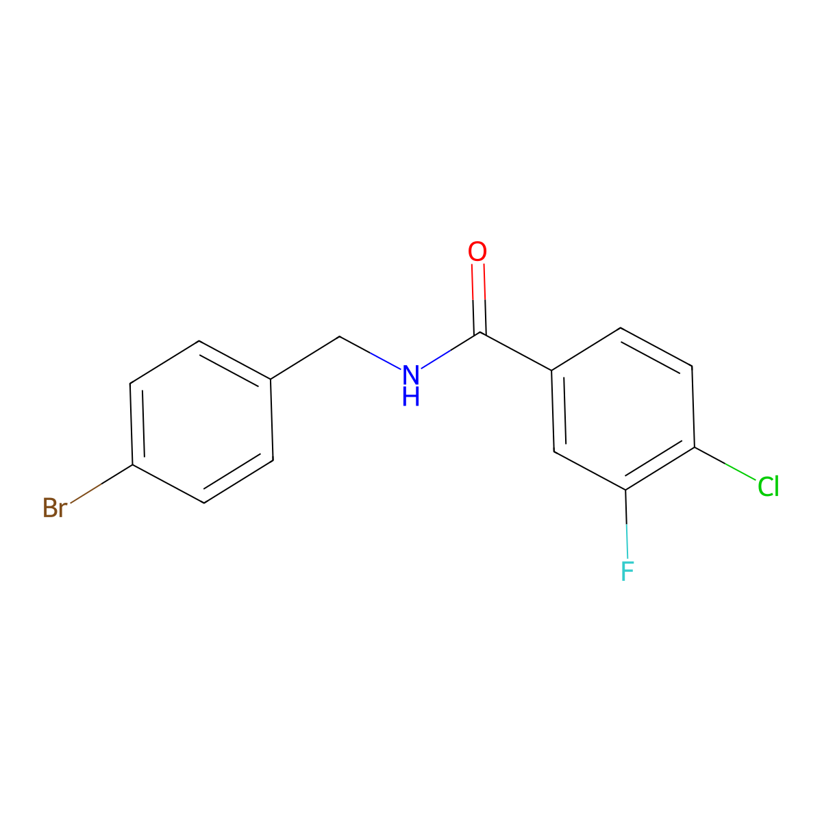 N-[(4-Bromophenyl)methyl]-4-chloro-3-fluorobenzamide molecular structure, CAS 1991368-95-6