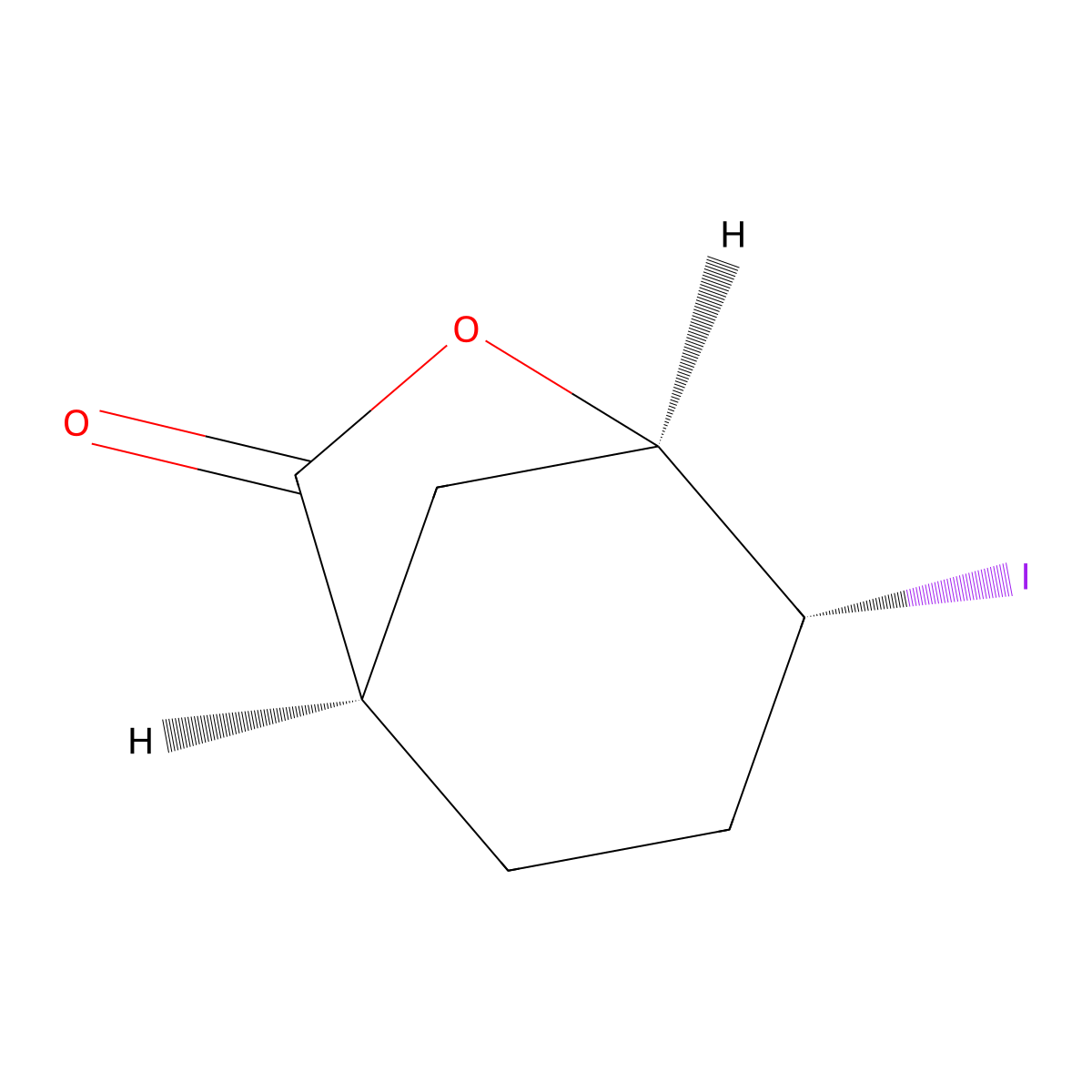 rac-(1R,4R,5R)-4-iodo-6-oxabicyclo(3.2.1)octan-7-one molecular structure, CAS 19914-92-2