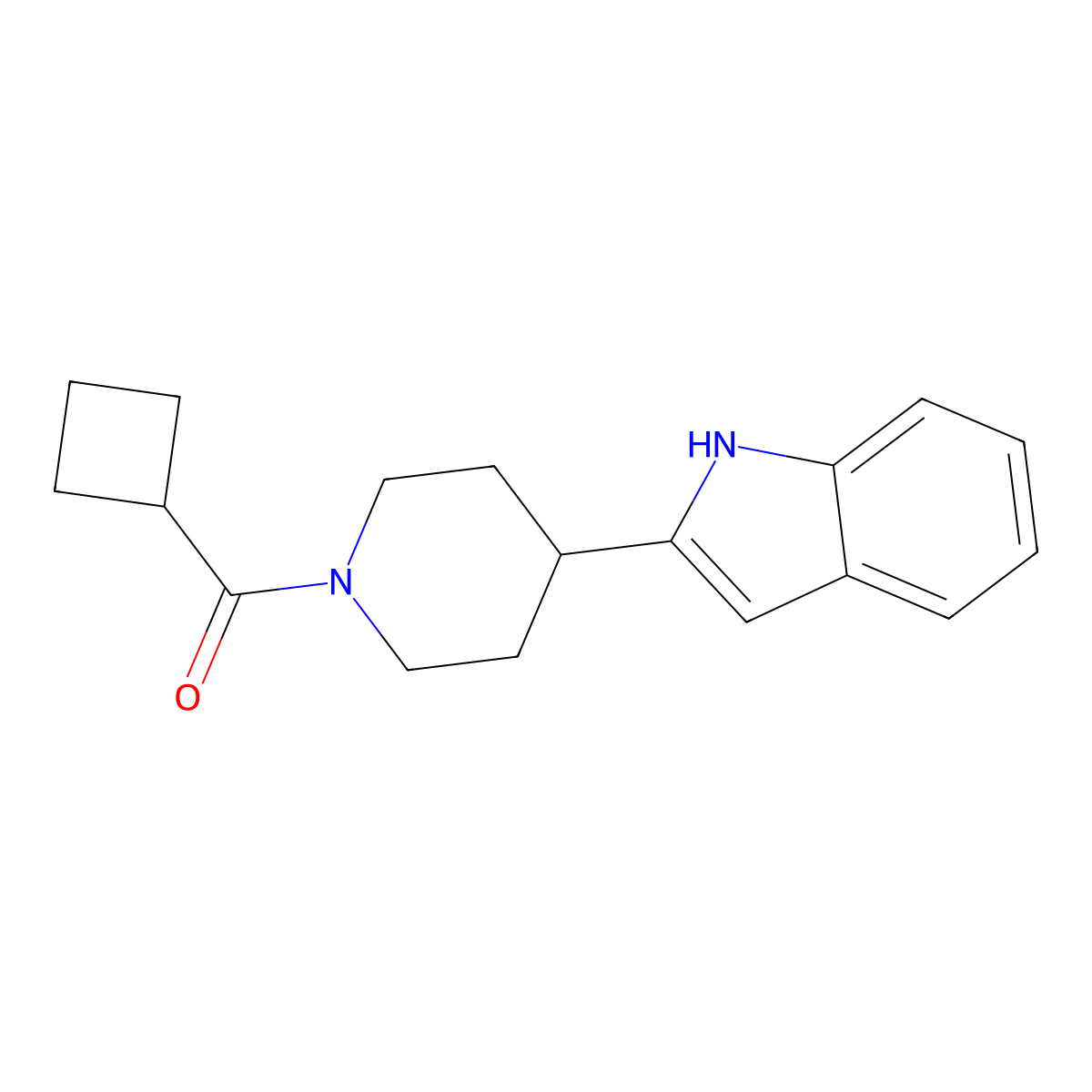 2-(1-cyclobutanecarbonylpiperidin-4-yl)-1H-indole molecular structure, CAS 1991421-01-2