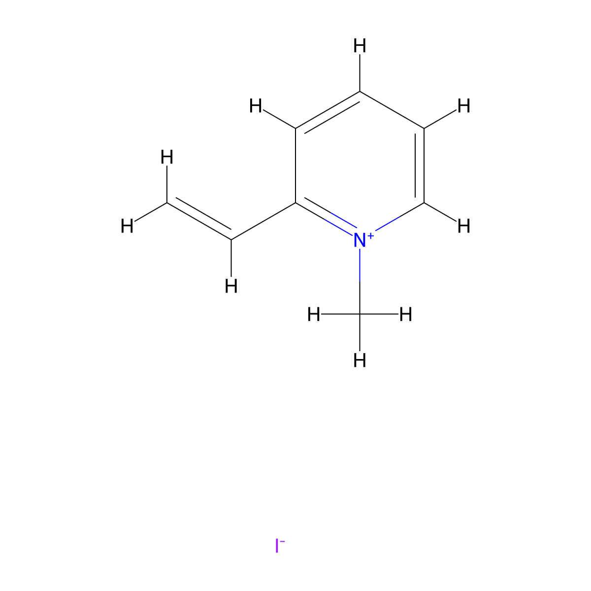 Pyridinium, 2-ethenyl-1-methyl-, iodide molecular structure, CAS 19916-89-3