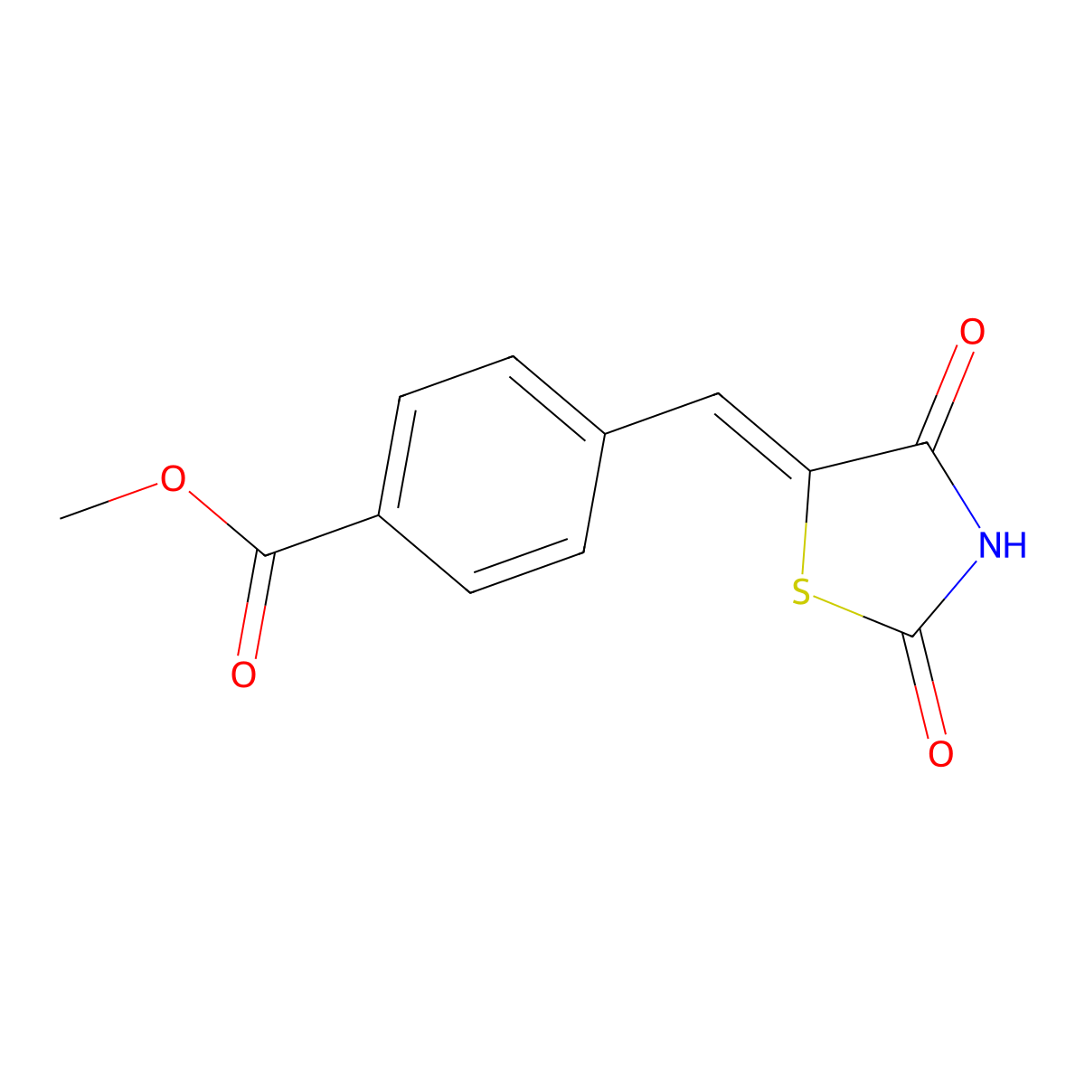 4-(2,4-Dioxo-thiazolidin-5-ylidenemethyl)-benzoic acid methyl ester molecular structure, CAS 199167-77-6