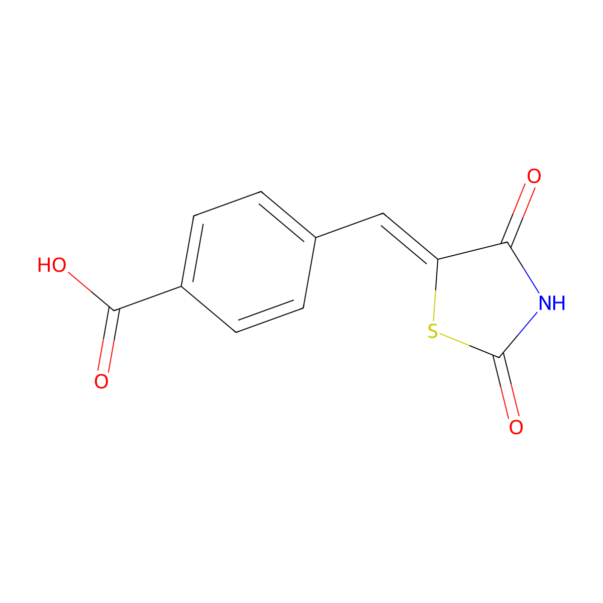 4-[(2,4-dioxo-1,3-thiazolidin-5-ylidene)methyl]benzoic Acid molecular structure, CAS 199167-79-8