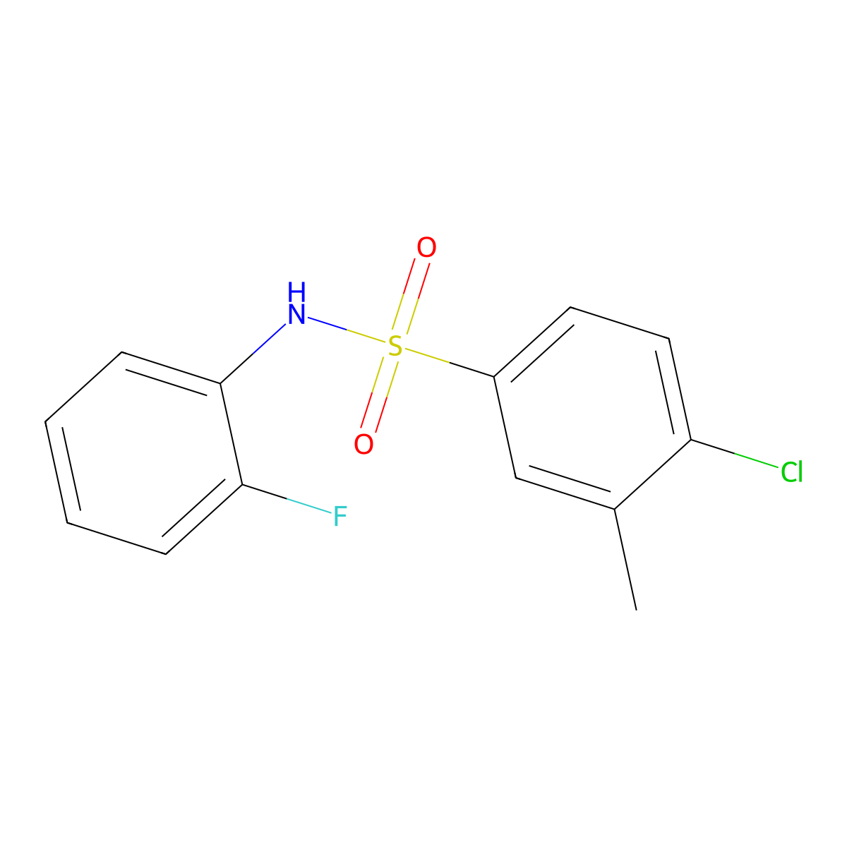 4-chloro-N-(2-fluorophenyl)-3-methylbenzene-1-sulfonamide molecular structure, CAS 1991672-68-4