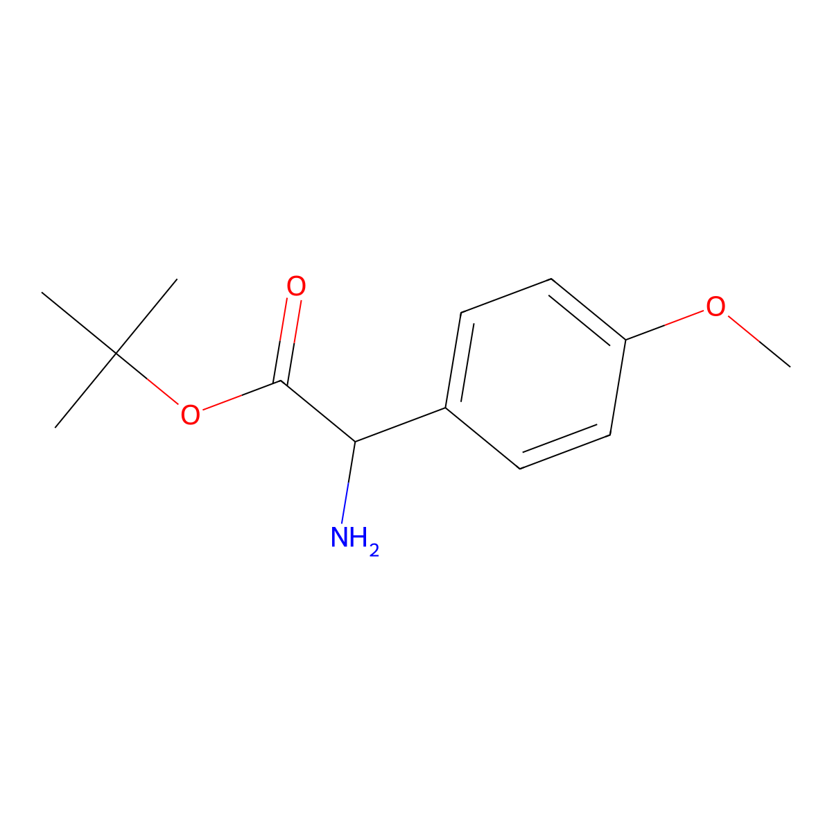 Tert-butyl 2-amino-2-(4-methoxyphenyl)acetate molecular structure, CAS 199168-32-6