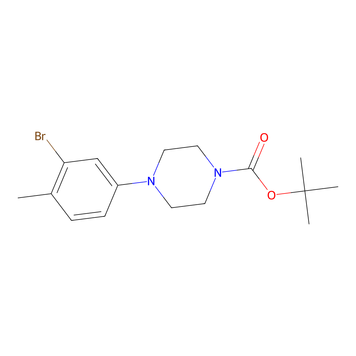 tert-Butyl 4-(3-bromo-4-methylphenyl)piperazine-1-carboxylate molecular structure, CAS 1991716-25-6