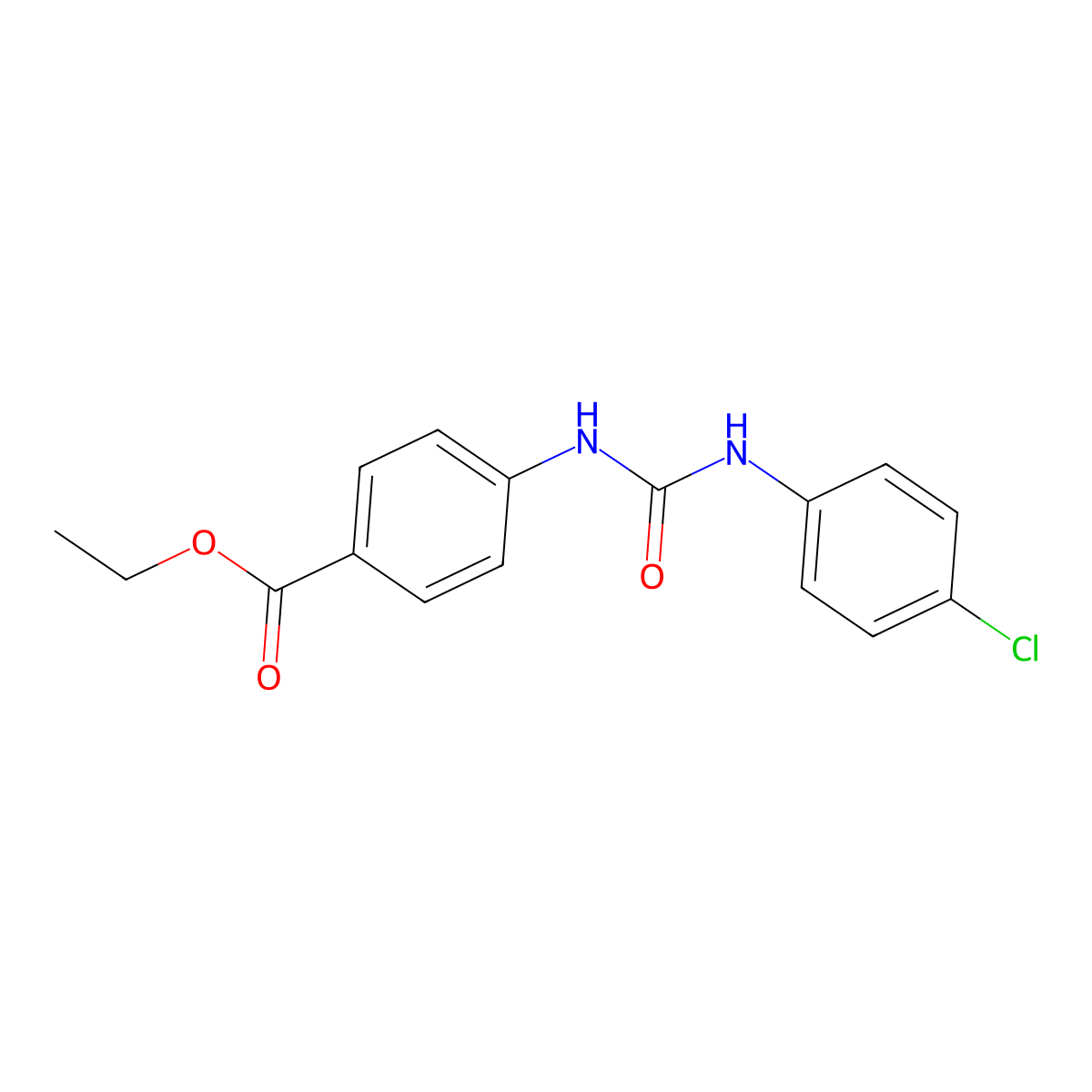 Ethyl 4-{[(4-chlorophenyl)carbamoyl]amino}benzoate molecular structure, CAS 199179-78-7