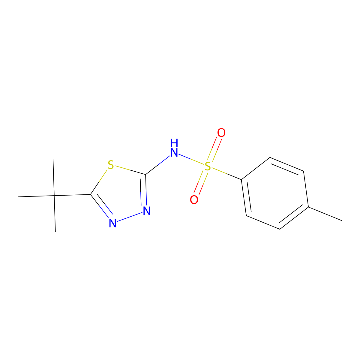 N-(5-tert-butyl-1,3,4-thiadiazol-2-yl)-4-methylbenzenesulfonamide molecular structure, CAS 19918-52-6
