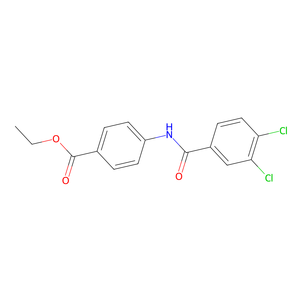 Ethyl 4-[(3,4-dichlorobenzoyl)amino]benzoate molecular structure, CAS 199180-11-5