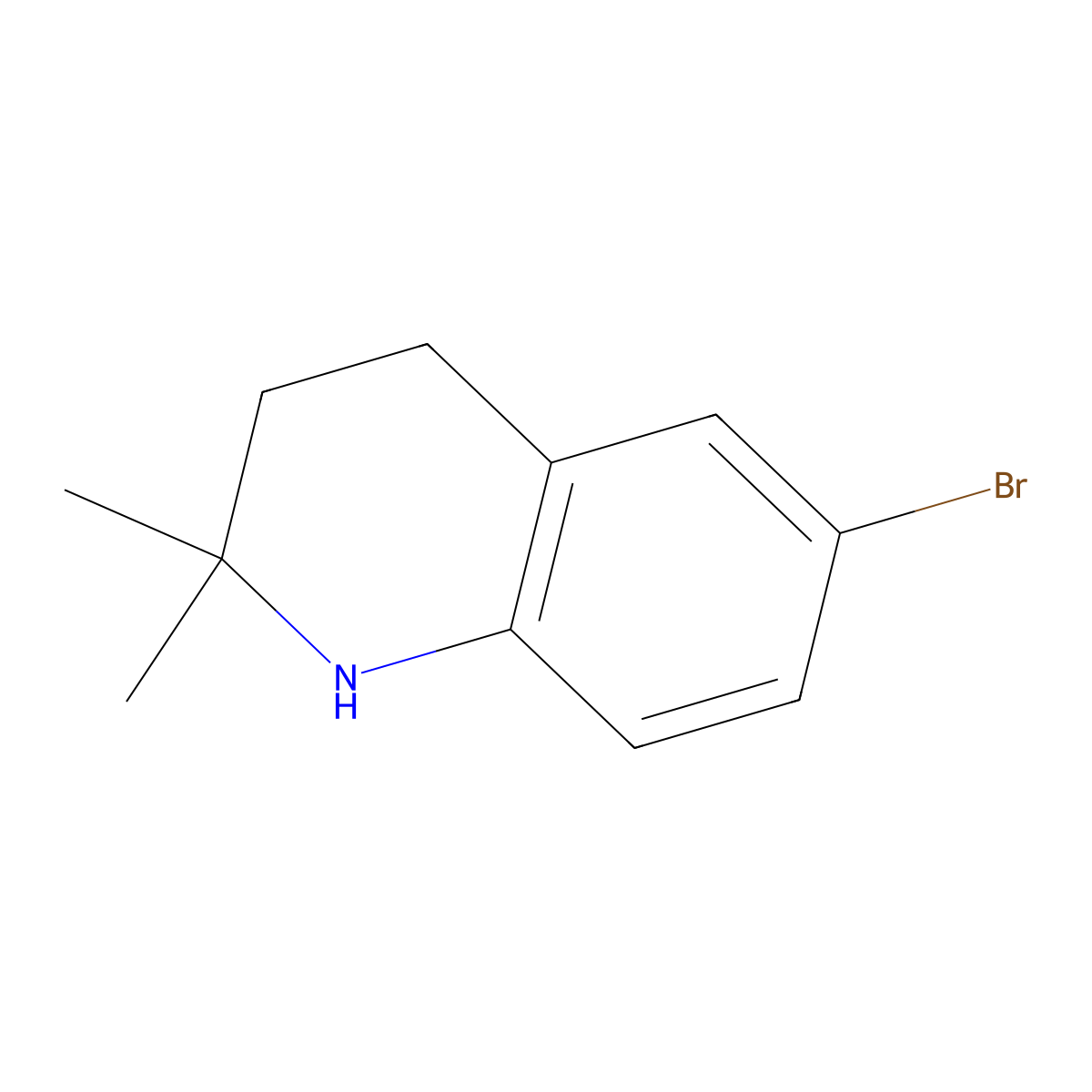 6-Bromo-2,2-dimethyl-1,2,3,4-tetrahydroquinoline molecular structure, CAS 199186-78-2