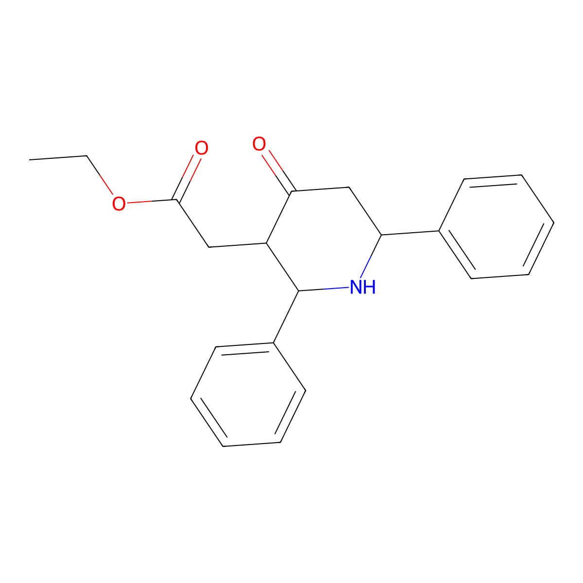 Ethyl 2,6-diphenyl-4-oxo-3-piperidineacetate molecular structure, CAS 199189-88-3