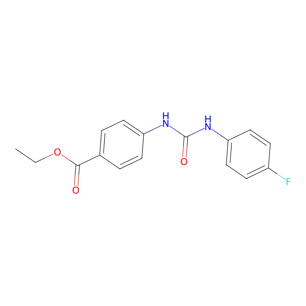 Ethyl 4-[(4-fluorophenyl)carbamoylamino]benzoate molecular structure, CAS 199190-36-8