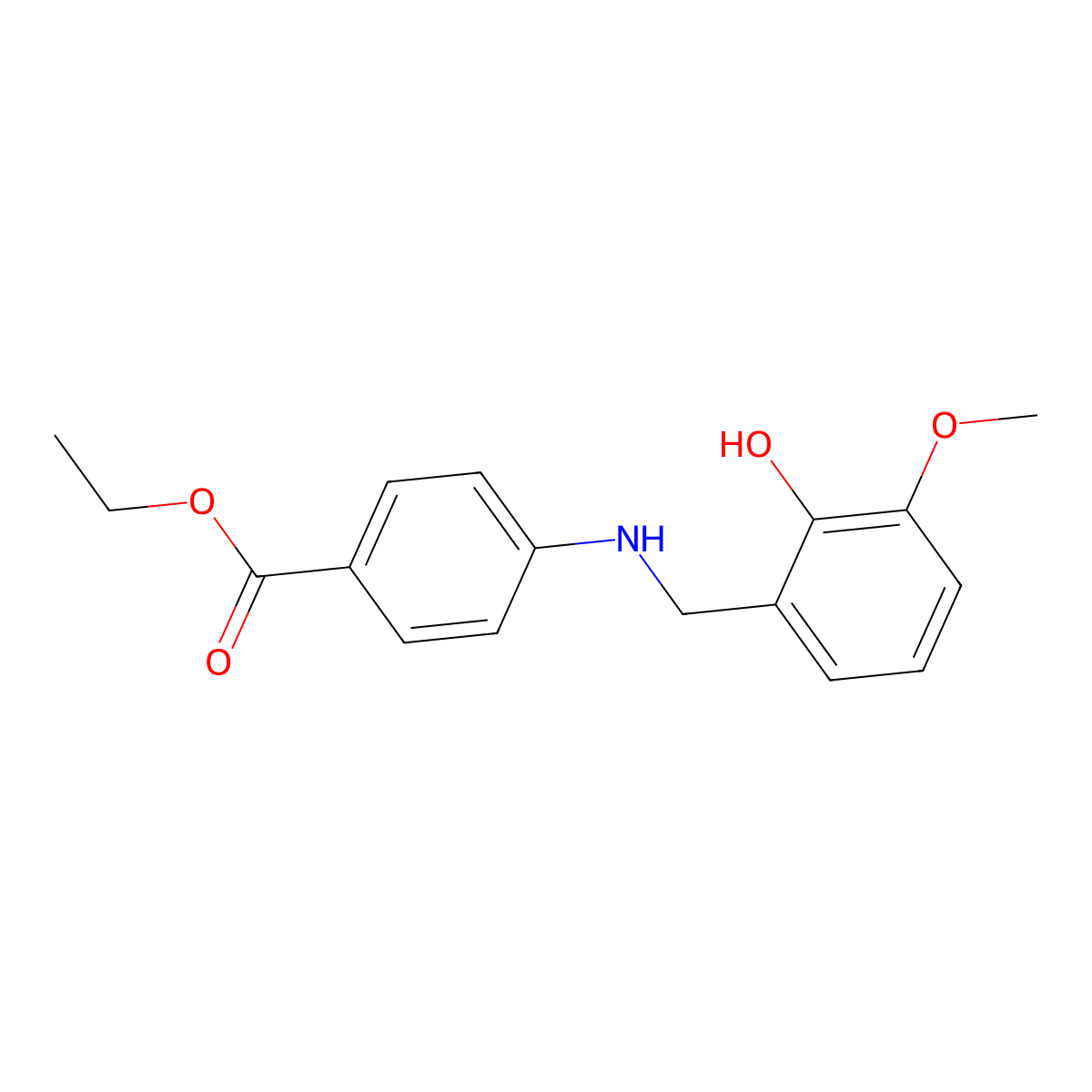 Ethyl 4-[(2-hydroxy-3-methoxybenzyl)amino]benzoate molecular structure, CAS 199190-58-4