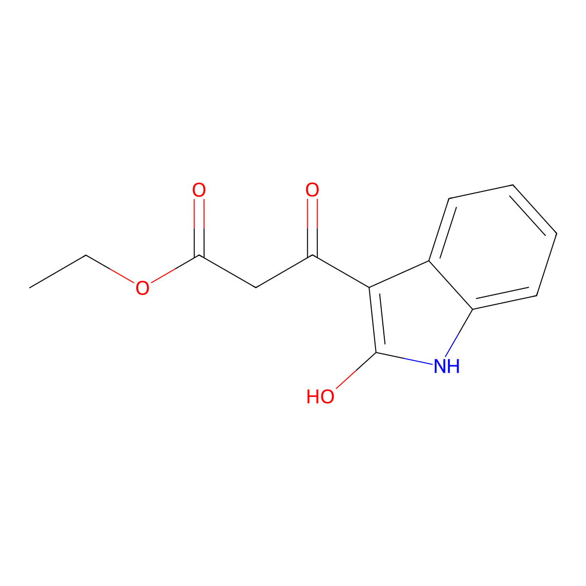 Ethyl 3-hydroxy-3-(2-oxoindolin-3-ylidene)propanoate molecular structure, CAS 199190-70-0