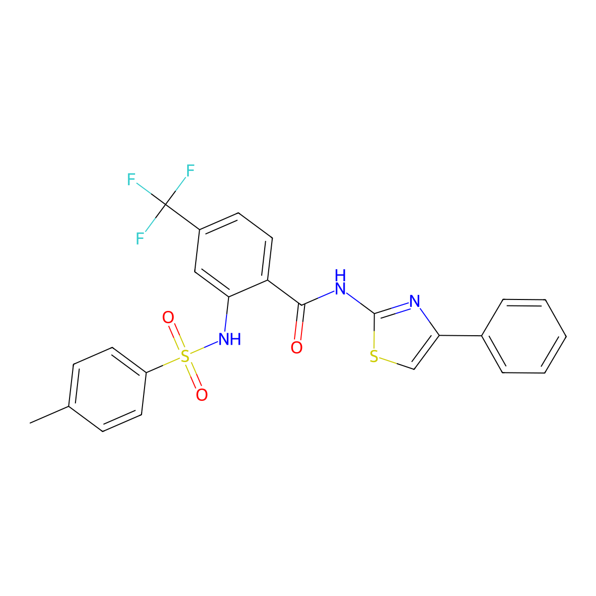 2-[(4-Methylphenyl)sulfonylamino]-n-(4-phenyl-1,3-thiazol-2-yl)-4-(trifluoromethyl)benzamide molecular structure, CAS 1991986-30-1
