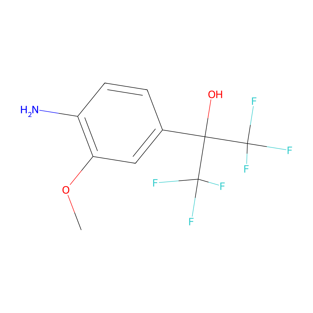 2-(4-Amino-3-methoxyphenyl)-1,1,1,3,3,3-hexafluoropropan-2-ol molecular structure, CAS 1992-01-4