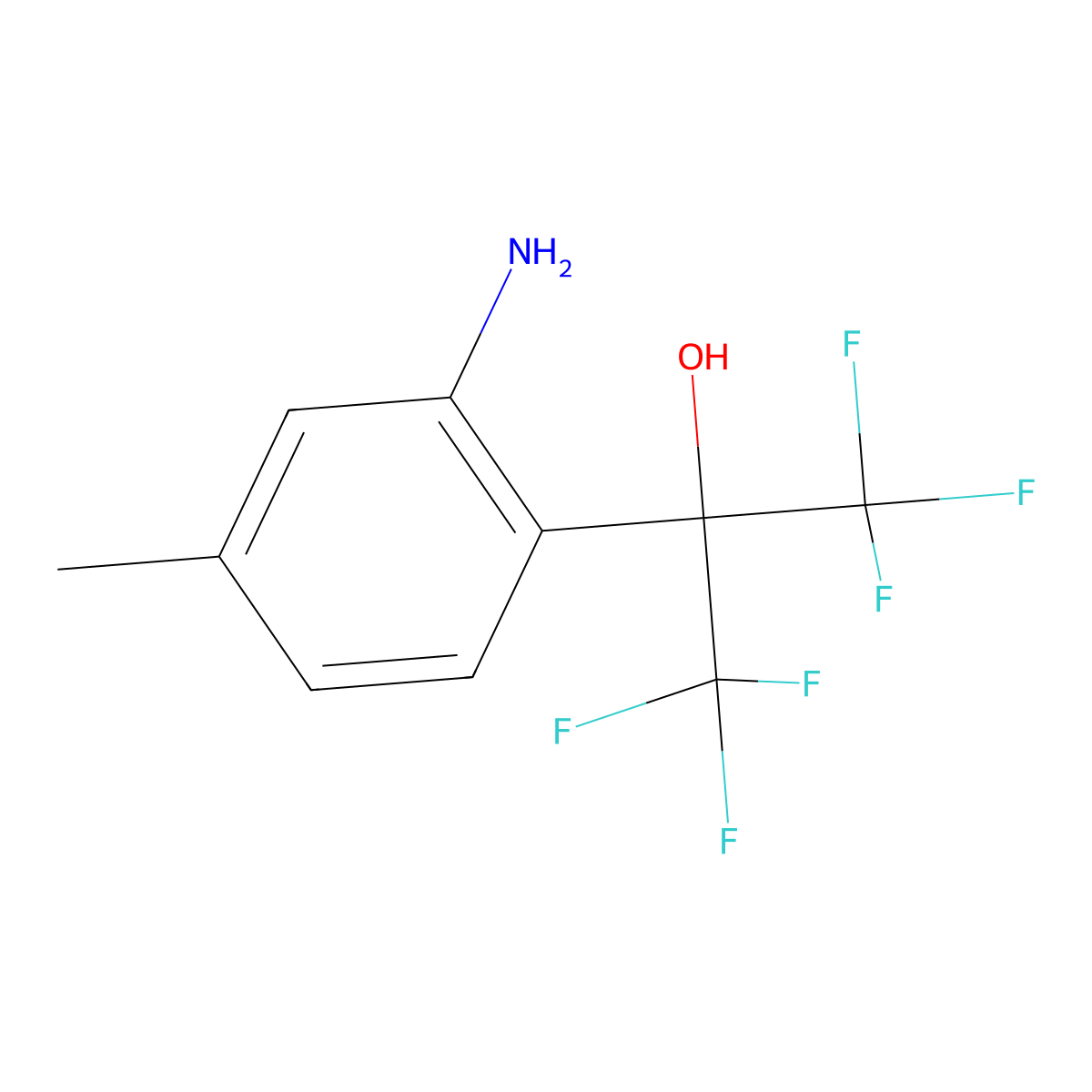 2-(2-Amino-4-methylphenyl)-1,1,1,3,3,3-hexafluoropropan-2-ol molecular structure, CAS 1992-08-1
