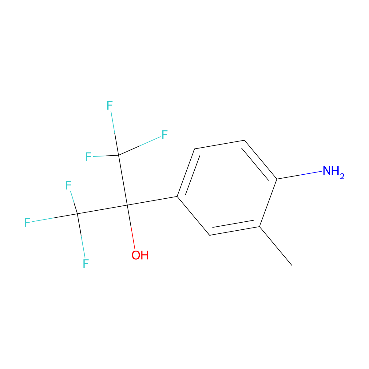 2-(4-Amino-3-methylphenyl)-1,1,1,3,3,3-hexafluoropropan-2-ol molecular structure, CAS 1992-09-2