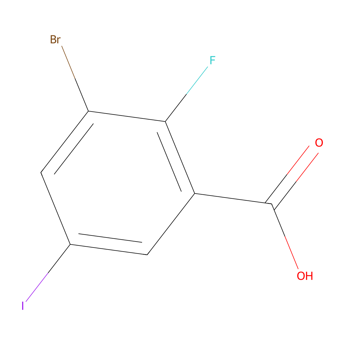 3-Bromo-2-fluoro-5-iodobenzoic acid molecular structure, CAS 1992023-57-0