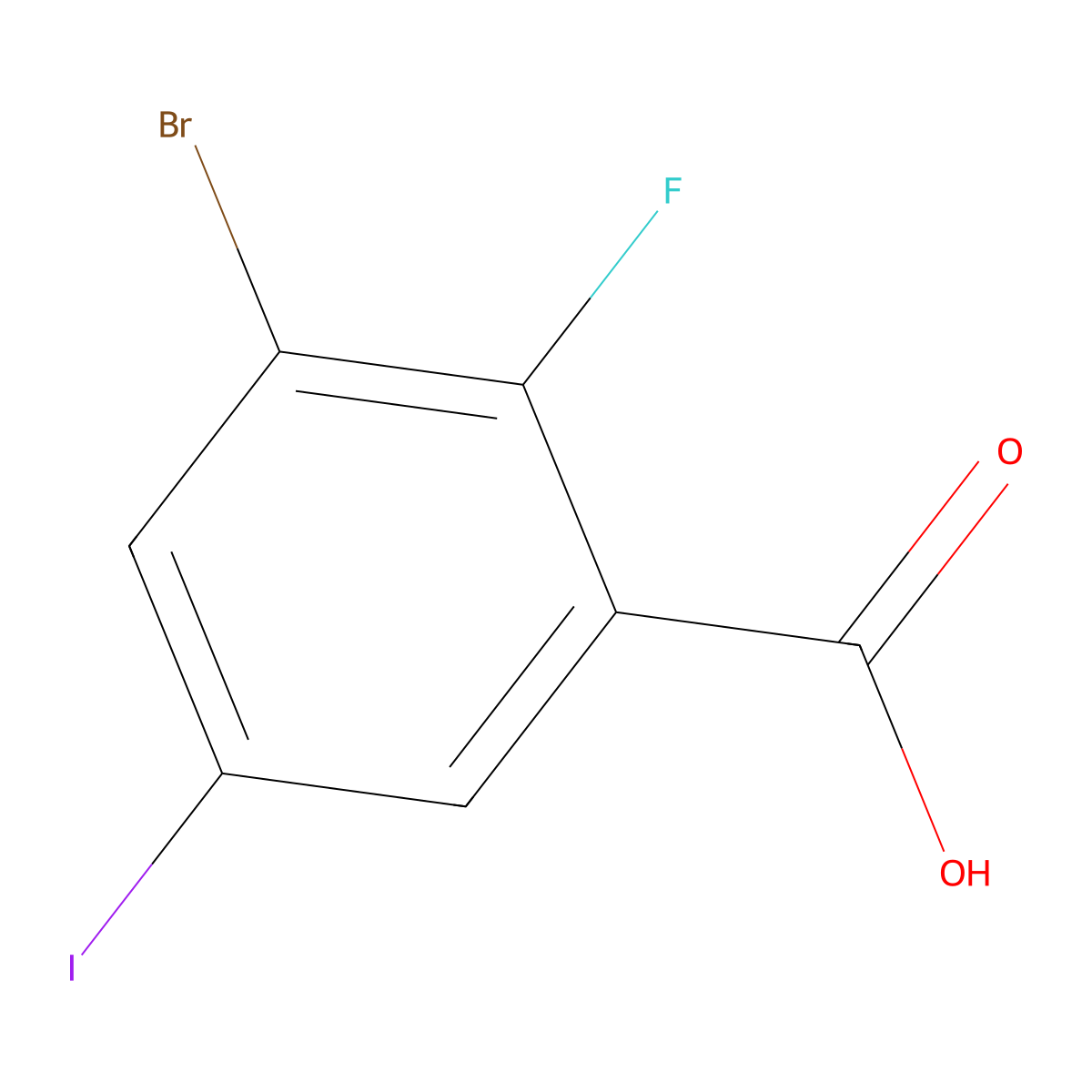 3-Bromo-2-fluoro-5-iodobenzoic acid molecular structure, CAS 1992023-57-0
