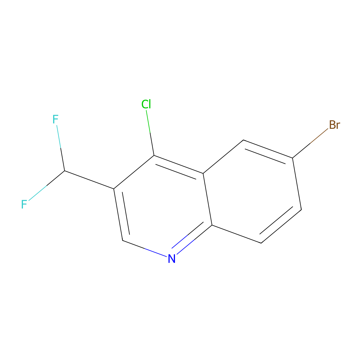 6-Bromo-4-chloro-3-(difluoromethyl)quinoline molecular structure, CAS 1992041-78-7