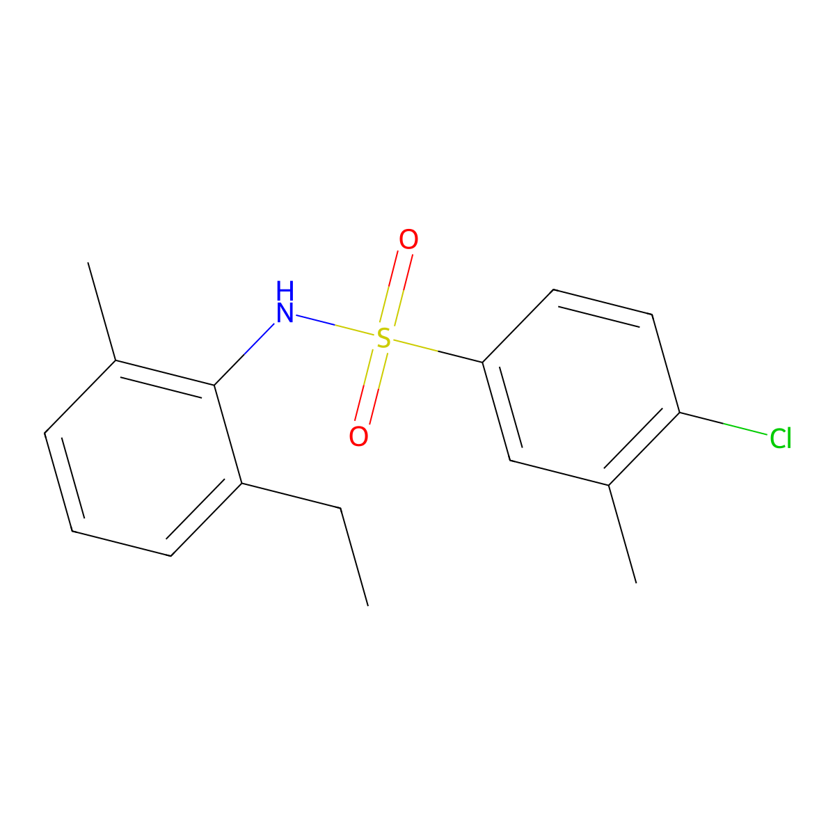 4-chloro-N-(2-ethyl-6-methylphenyl)-3-methylbenzene-1-sulfonamide molecular structure, CAS 1992053-28-7