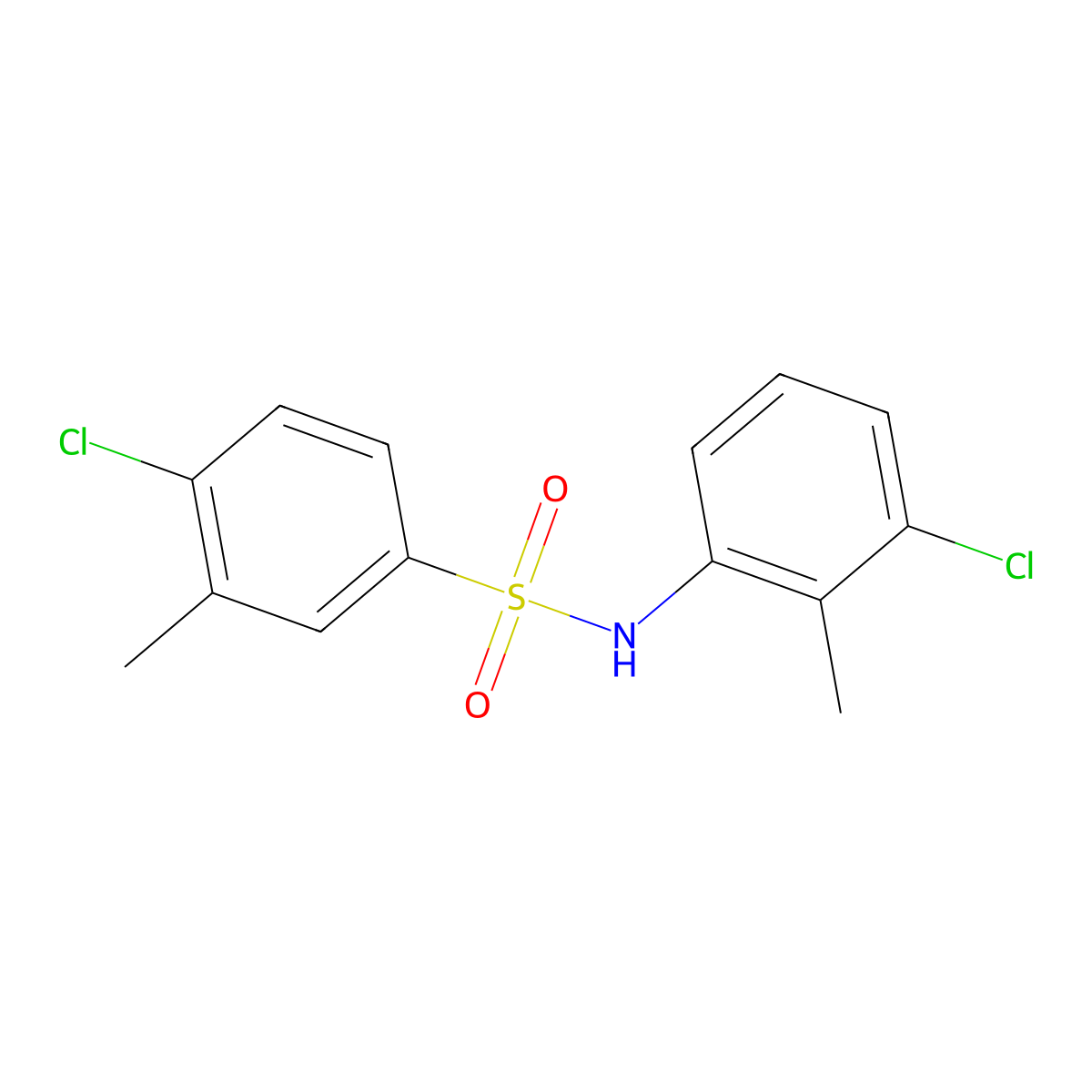 4-chloro-N-(3-chloro-2-methylphenyl)-3-methylbenzene-1-sulfonamide molecular structure, CAS 1992053-42-5