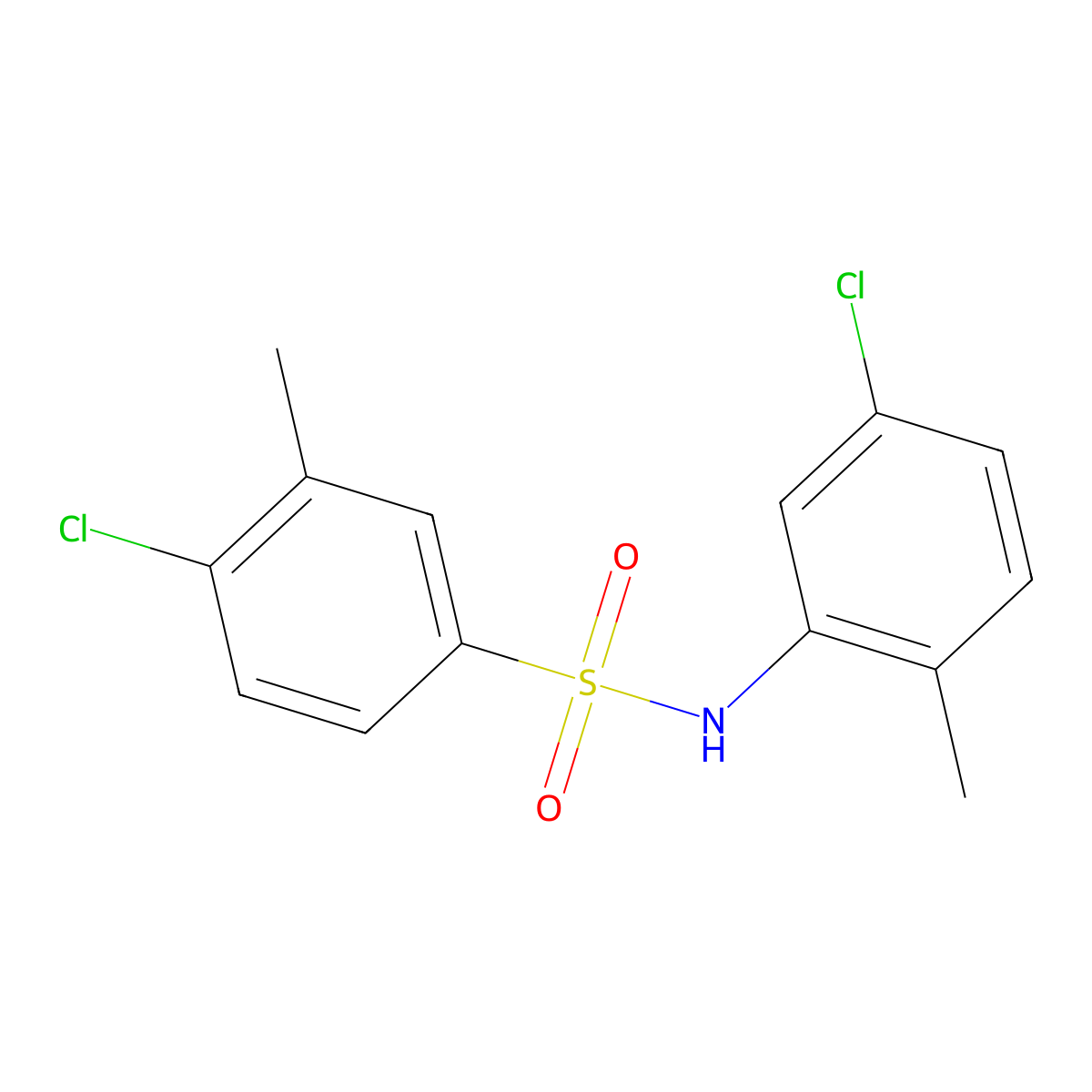 4-chloro-N-(5-chloro-2-methylphenyl)-3-methylbenzene-1-sulfonamide molecular structure, CAS 1992053-52-7