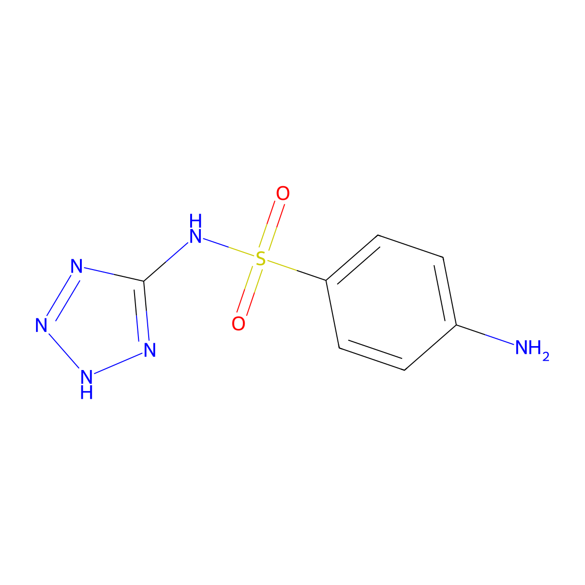 4-amino-N-(1H-tetrazol-5-yl)benzenesulfonamide molecular structure, CAS 19921-11-0
