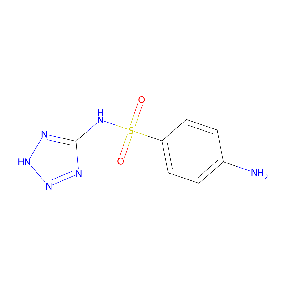 4-amino-N-(1H-tetrazol-5-yl)benzenesulfonamide molecular structure, CAS 19921-11-0