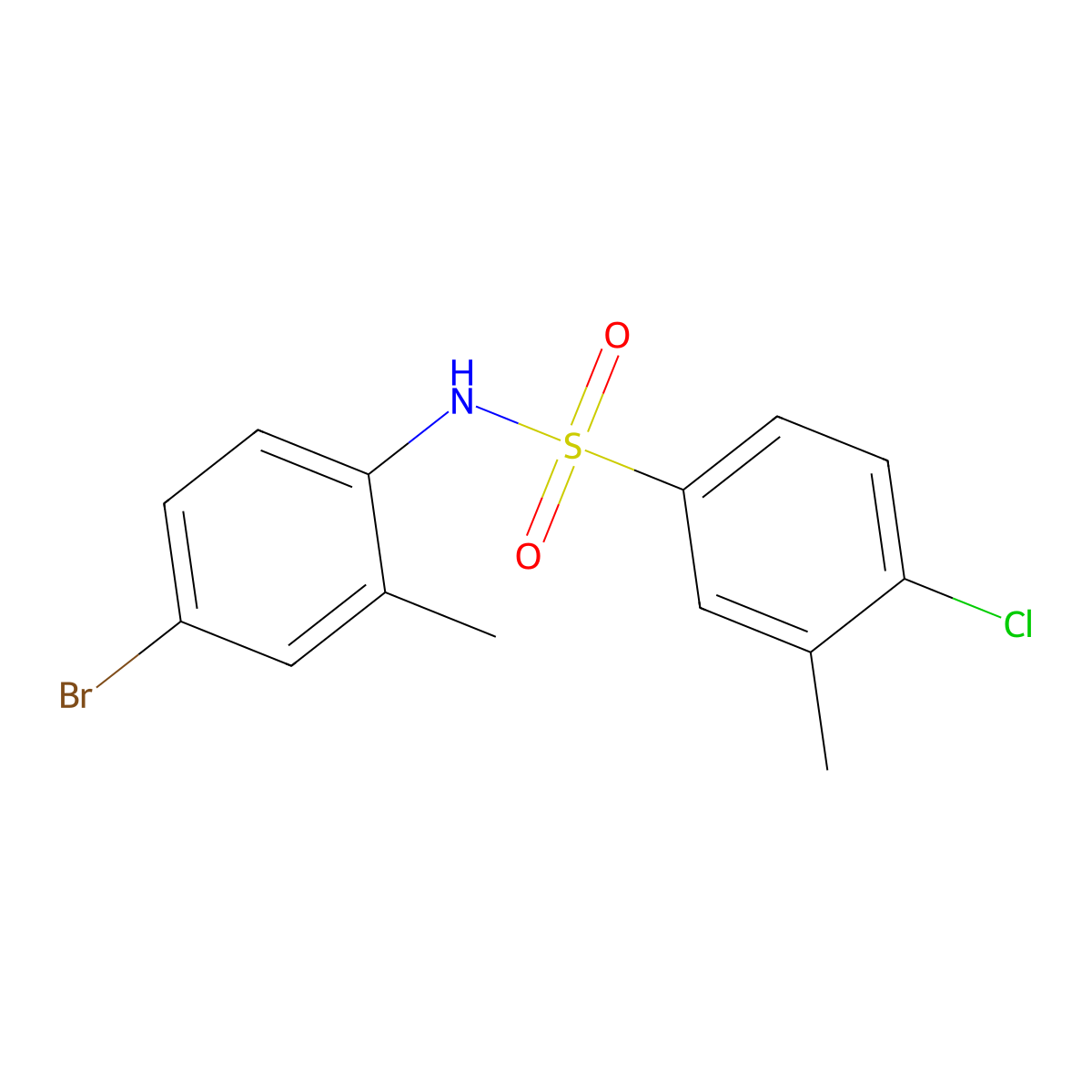 N-(4-bromo-2-methylphenyl)-4-chloro-3-methylbenzene-1-sulfonamide molecular structure, CAS 1992156-50-9