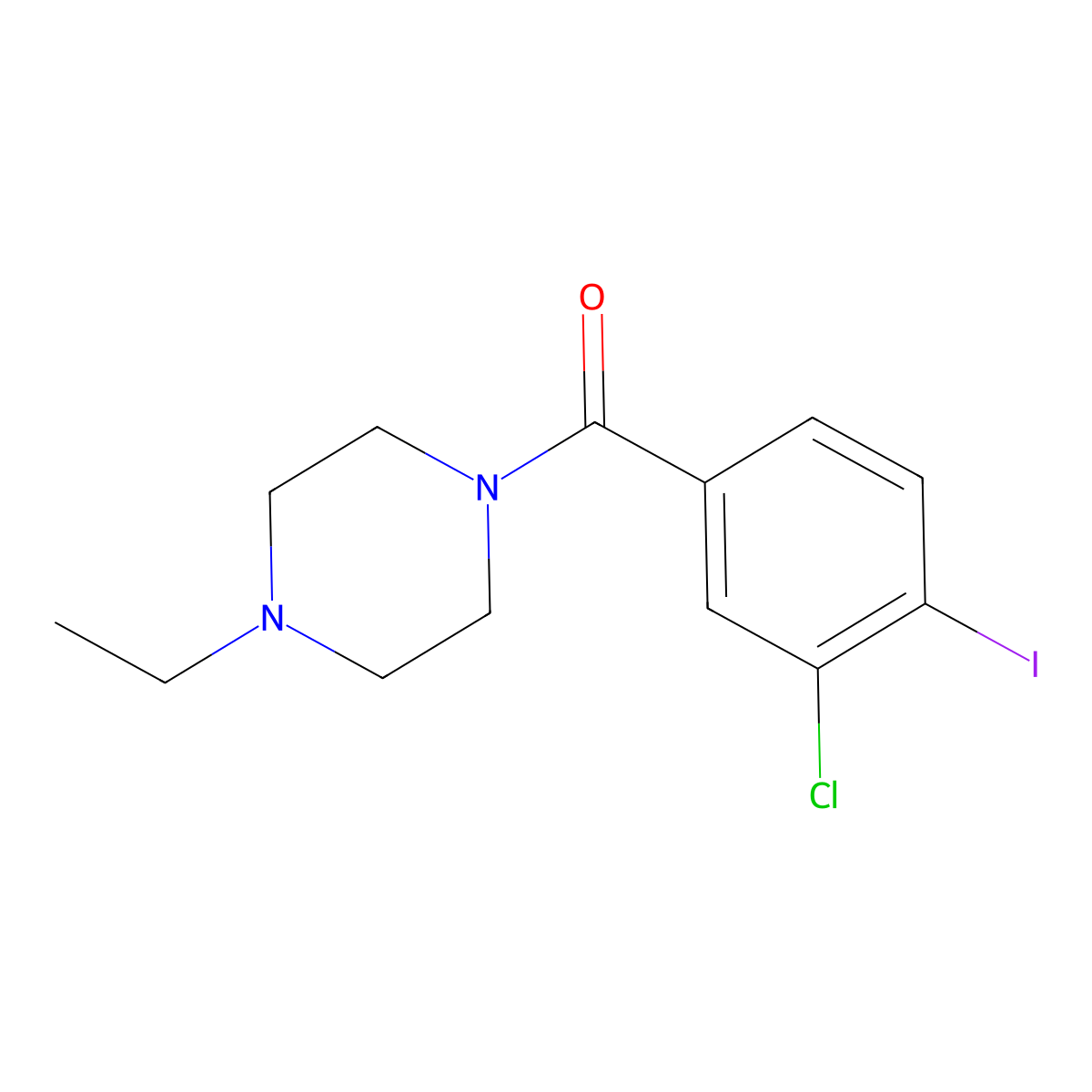 (3-Chloro-4-iodophenyl)(4-ethyl-1-piperazinyl)methanone molecular structure, CAS 1992159-69-9