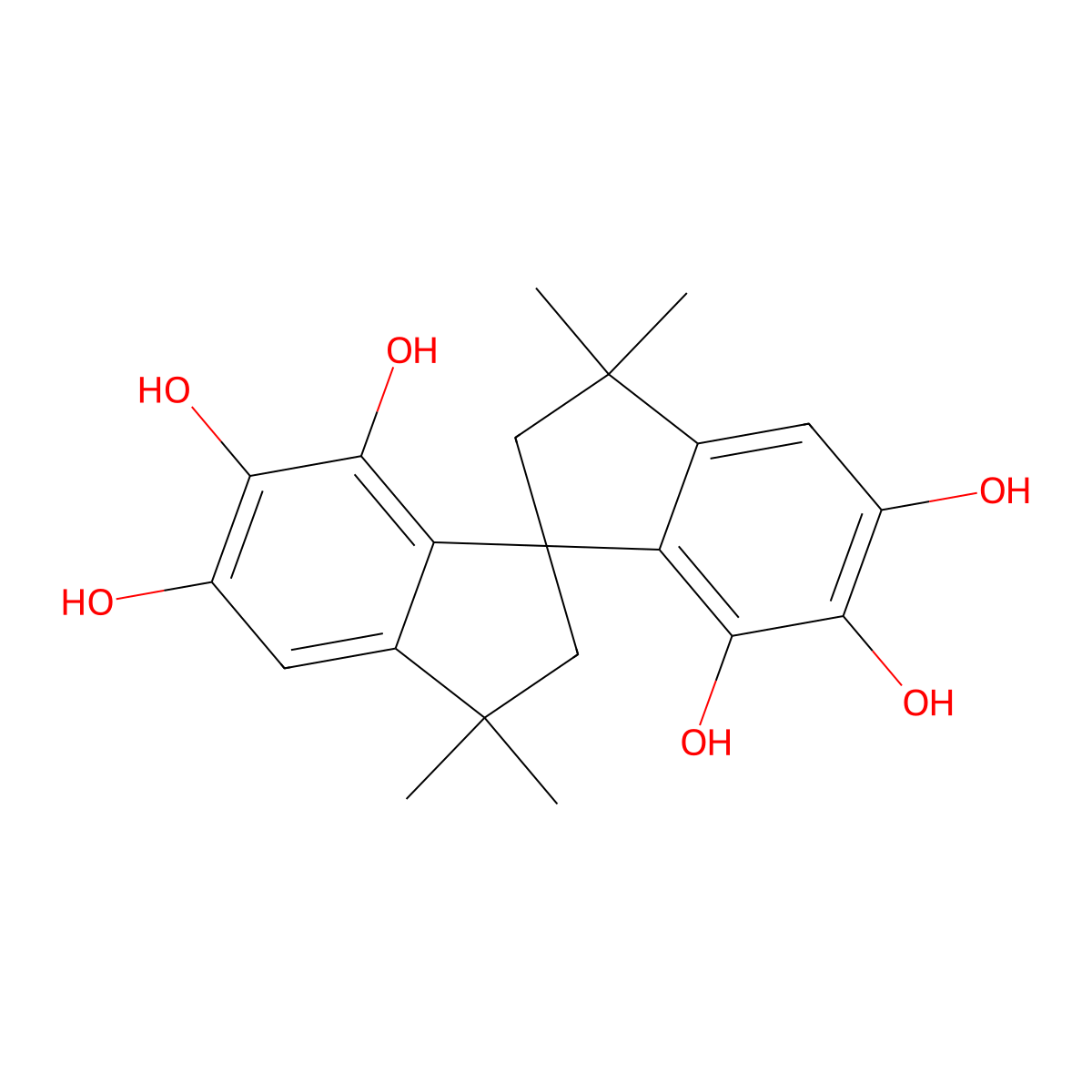 1,1'-Spirobi[1H-indene]-5,5',6,6',7,7'-hexol, 2,2',3,3'-tetrahydro-3,3,3',3'-tetramethyl- molecular structure, CAS 19924-21-1