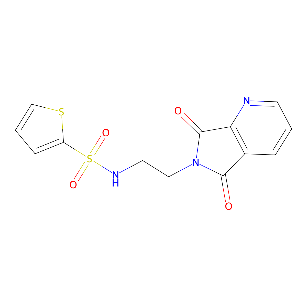 N-(2-(5,7-dioxo-5H-pyrrolo[3,4-b]pyridin-6(7H)-yl)ethyl)thiophene-2-sulfonamide molecular structure, CAS 1992526-80-3