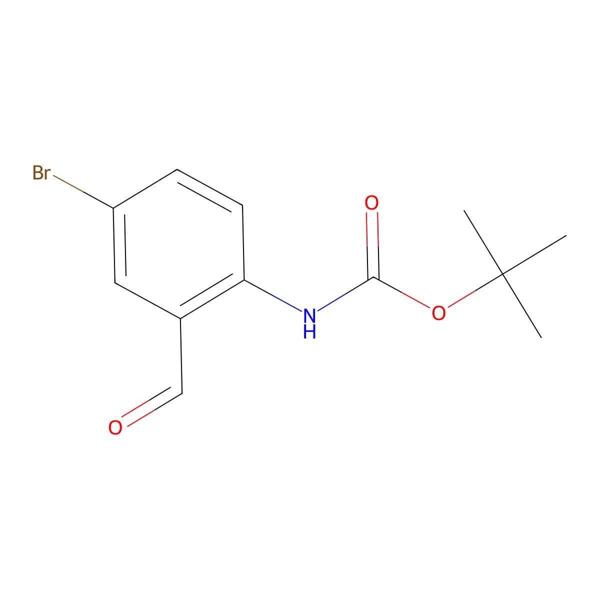 tert-Butyl (4-bromo-2-formylphenyl)carbamatato molecular structure, CAS 199273-16-0