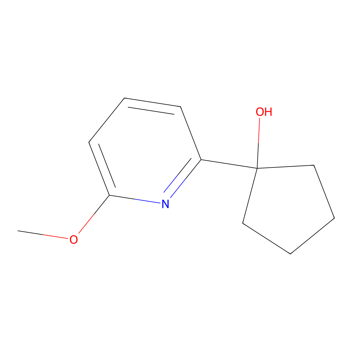 Cyclopentanol, 1-(6-methoxy-2-pyridinyl)- molecular structure, CAS 199273-45-5