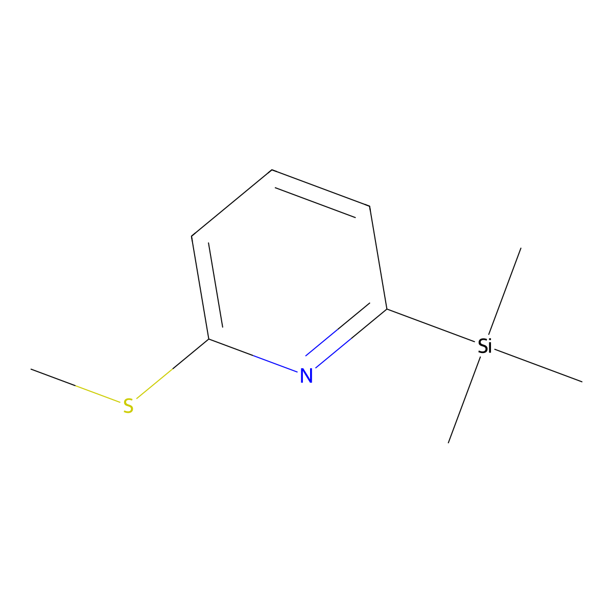 Pyridine, 2-(methylthio)-6-(trimethylsilyl)-(9CI) molecular structure, CAS 199273-59-1