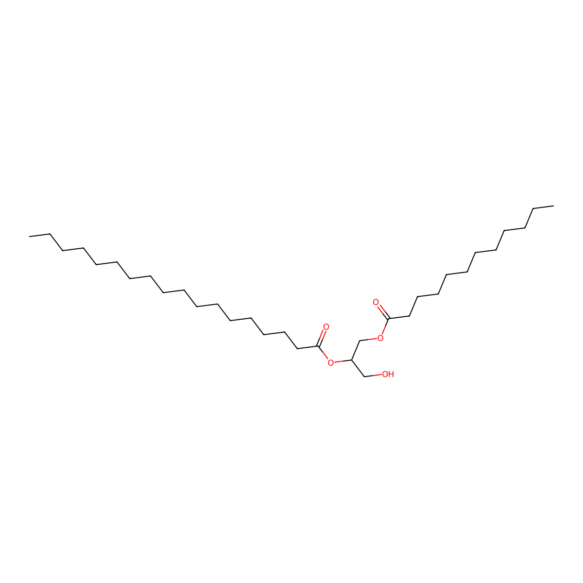 Octadecanoic acid, 1-(hydroxymethyl)-2-[(1-oxododecyl)oxy]ethyl ester molecular structure, CAS 199274-81-2