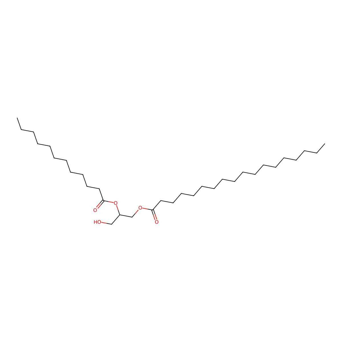 Octadecanoic acid, 3-hydroxy-2-[(1-oxododecyl)oxy]propyl ester molecular structure, CAS 199274-84-5