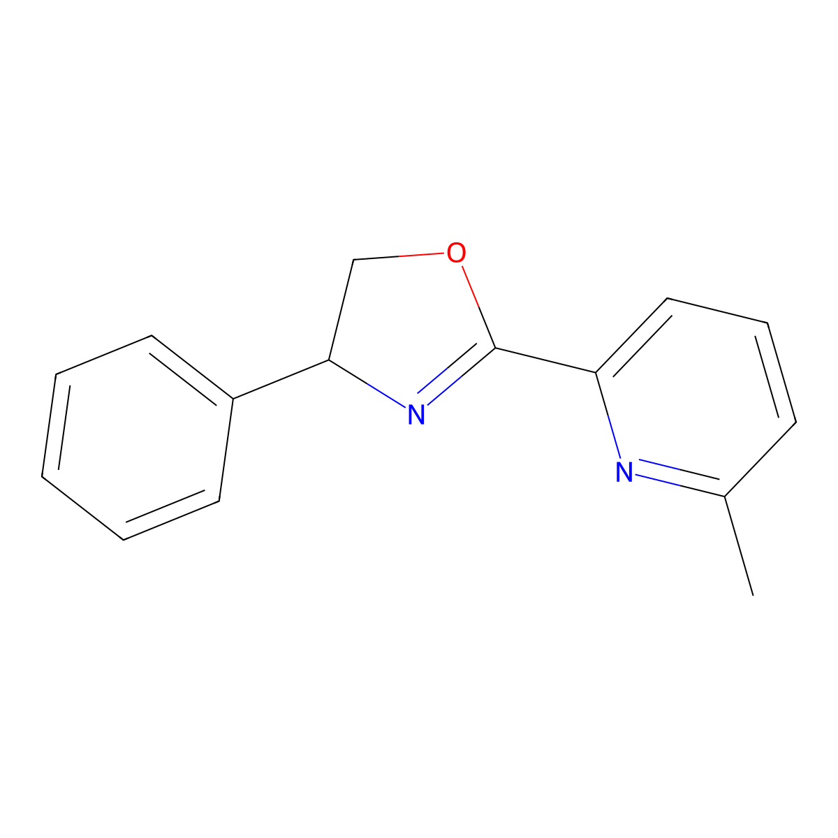 (R)-2-(6-Methylpyridin-2-yl)-4-phenyl-4,5-dihydrooxazole molecular structure, CAS 199277-73-1