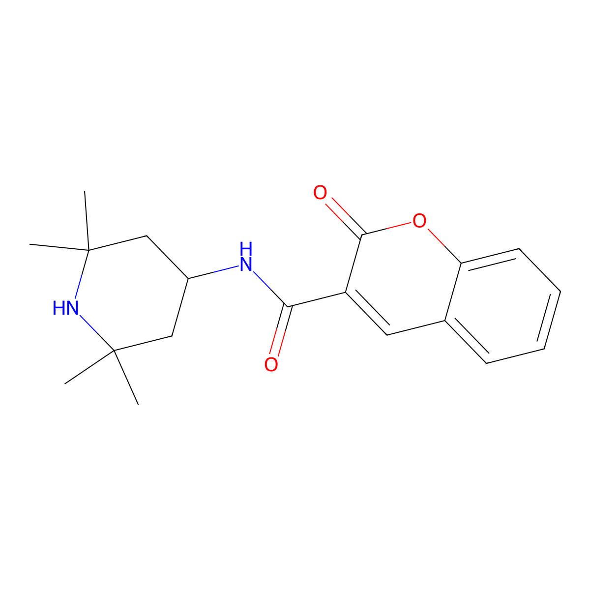 2-oxo-N-(2,2,6,6-tetramethylpiperidin-4-yl)-2H-chromene-3-carboxamide molecular structure, CAS 199279-65-7