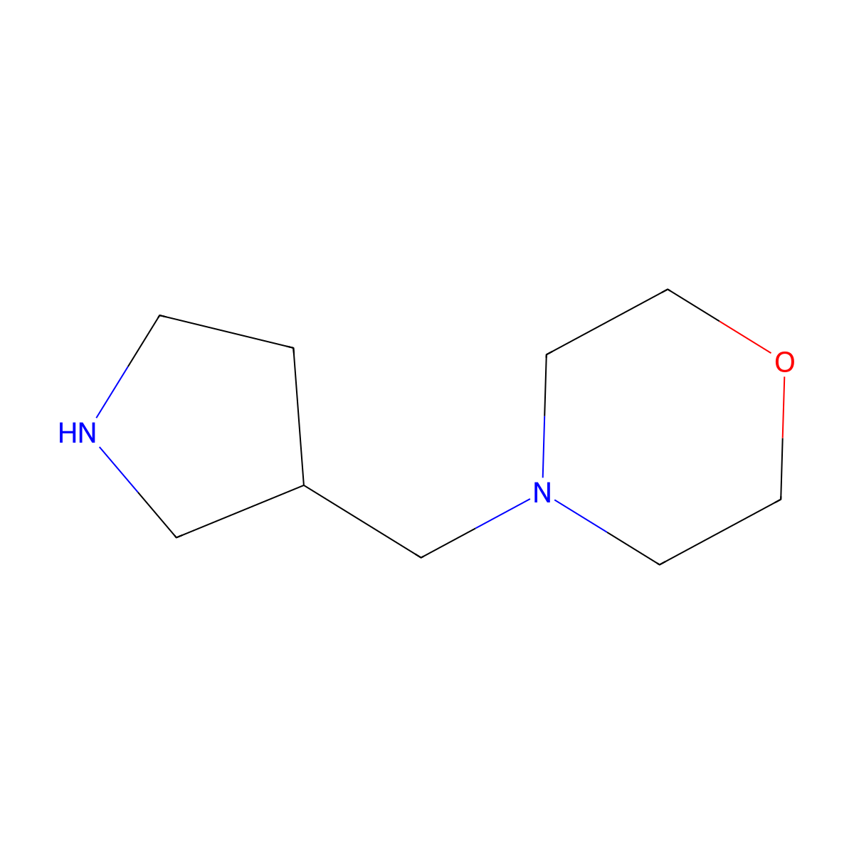 4-{[(3S)-pyrrolidin-3-yl]methyl}morpholine molecular structure, CAS 1992814-52-4